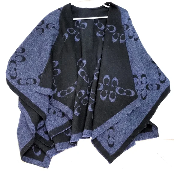 Coach Signature Poncho - Black/Midnight Navy - Picture 5 of 10